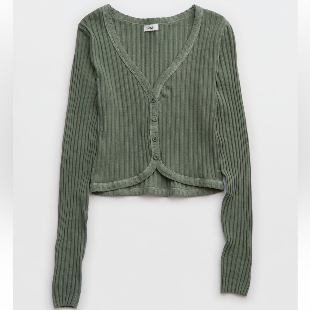 NWOT Aerie Ribbed Button-Up sweater - Picture 5 of 5